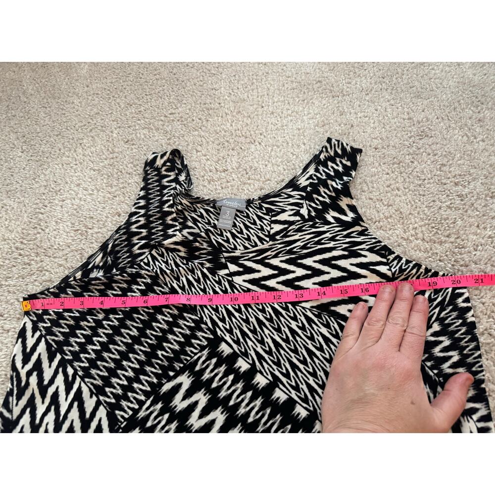 Travelers by Chico’s Zebra Print Stretch Top – Size 3 (XL) Black & White - Picture 4 of 6